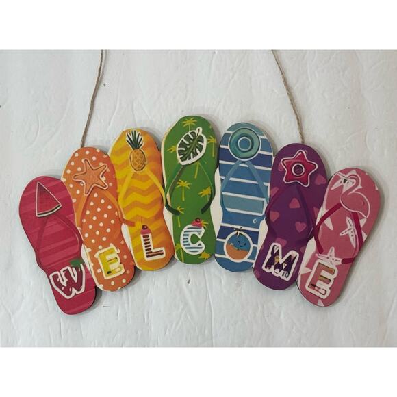 Welcome Beach Flip Flop Wood Sign - Perfect for Wreaths, Entryways, Home Decor - Picture 3 of 4
